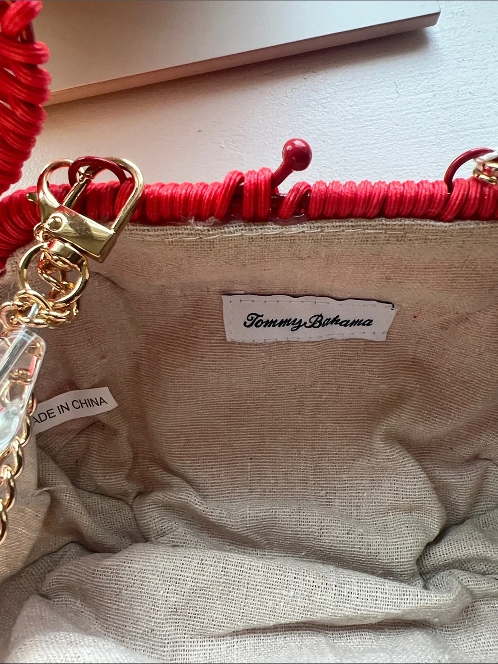 Tommy Bahama Red Woven Crab Crossbody Bag - Picture 3 of 4